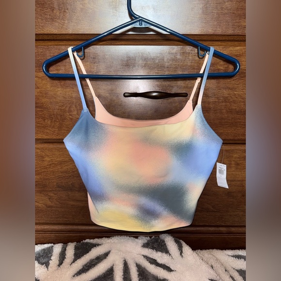 Old Navy Active Pink and Yellow Fitted Crop Top Bra - Picture 1 of 3
